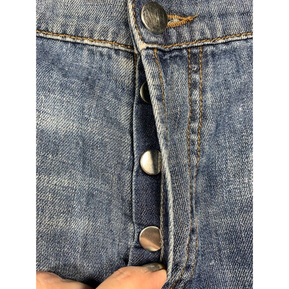 MARNI Jeans Womens 29 Blue Turn Cuff Green Leaf Print Mid Rise Button Fly Italy - Picture 14 of 16